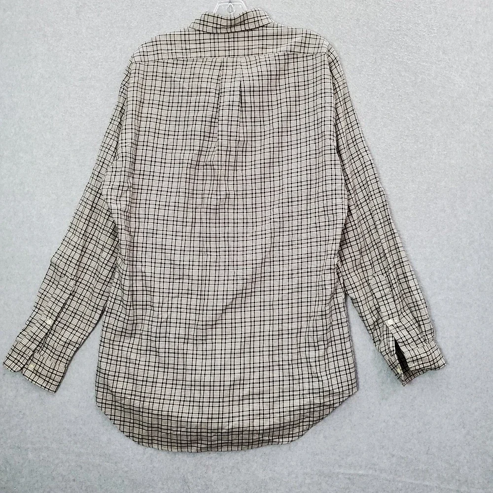 Ralph Lauren Men Button Up Shirt M Beige Plaid Blake Logo Embroidered Pony READ